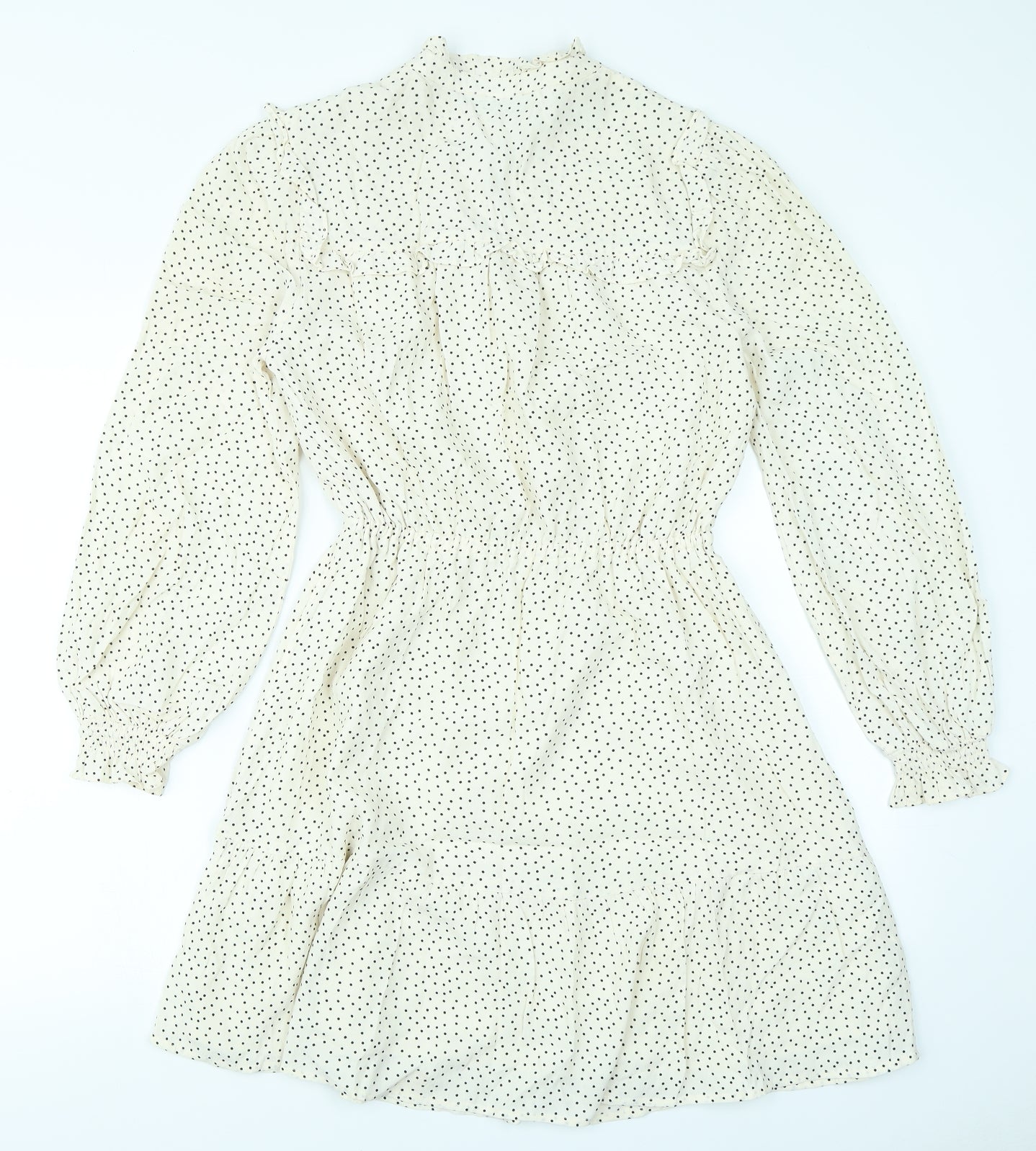 M&S Womens Ivory Polka Dot  Skater Dress  Size 8