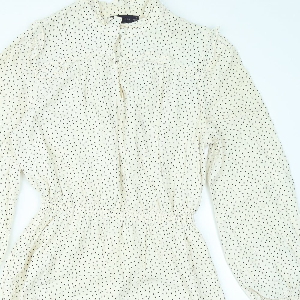 M&S Womens Ivory Polka Dot  Skater Dress  Size 8