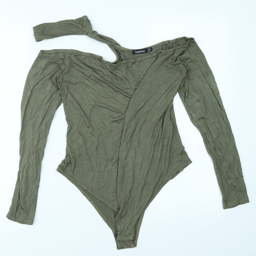 Boohoo Womens Green   Bodysuit One-Piece Size 14