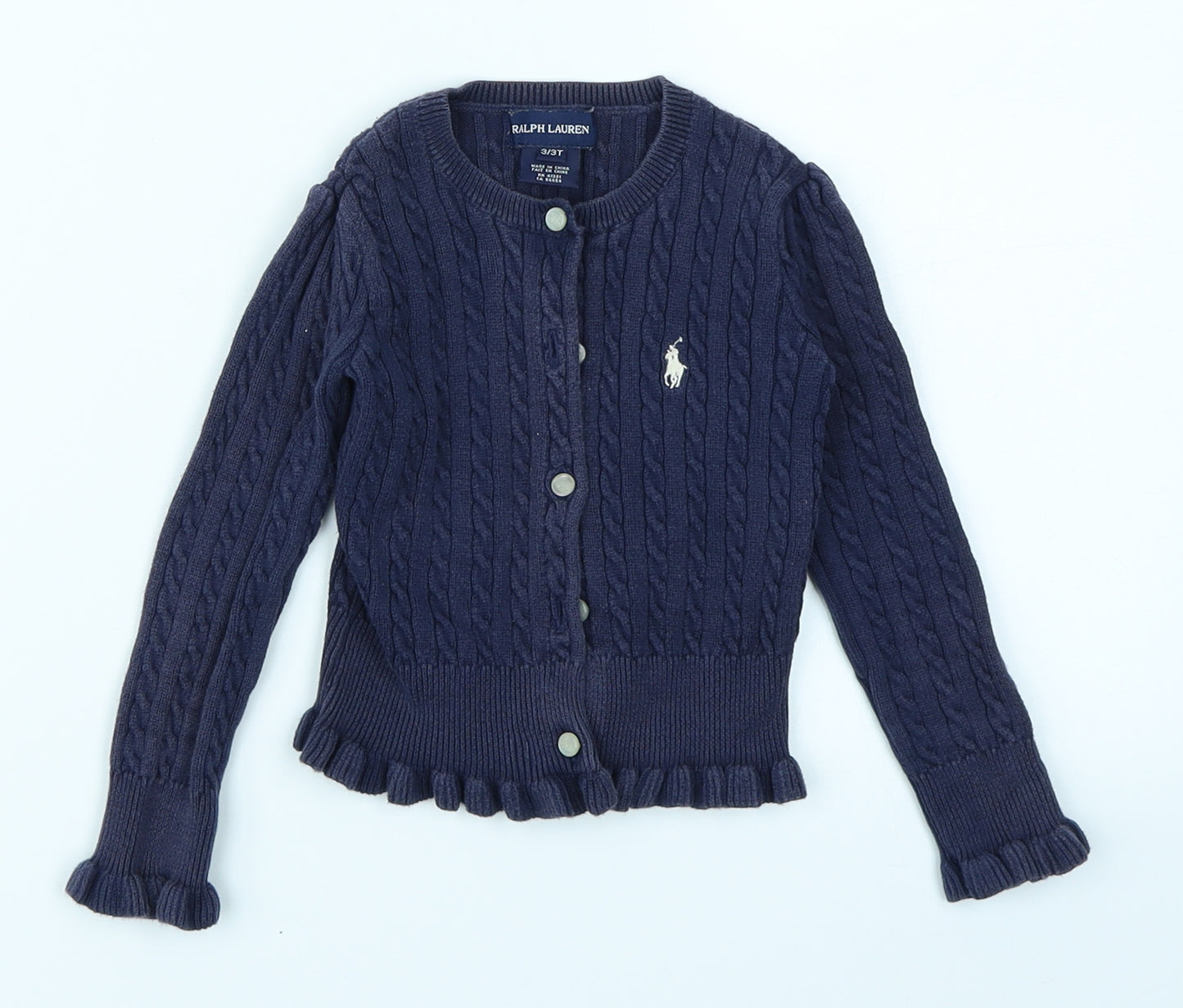 Ralph Lauren Girls Blue   Cardigan Jumper Size 3 Years