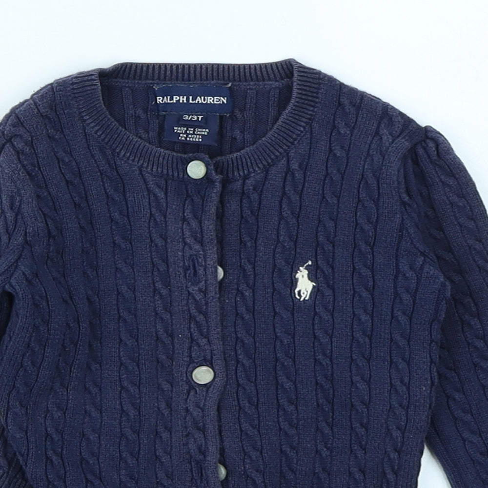 Ralph Lauren Girls Blue   Cardigan Jumper Size 3 Years