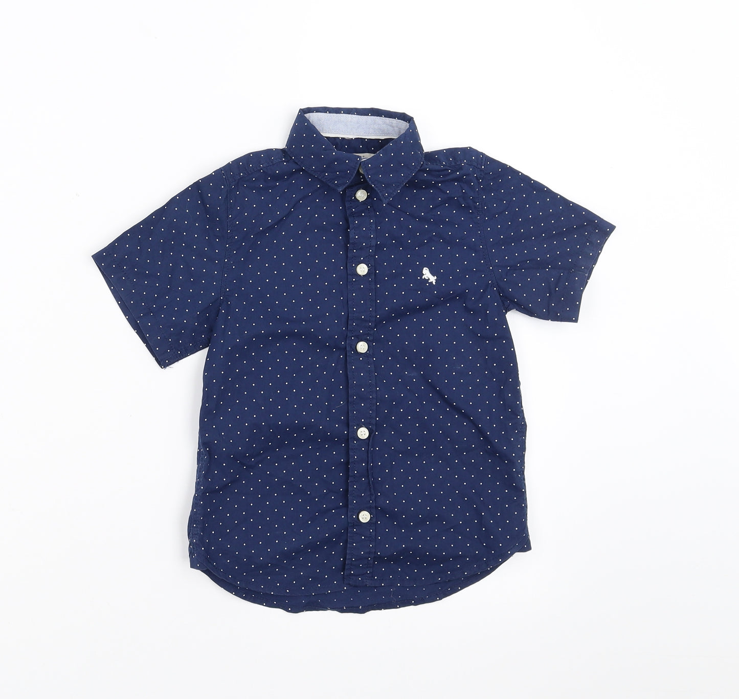 H&M Boys Blue   Basic Button-Up Size 3-4 Years  - dotted pattern