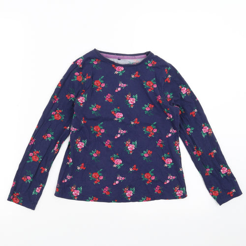 George Girls Blue Floral  Basic T-Shirt Size 8-9 Years