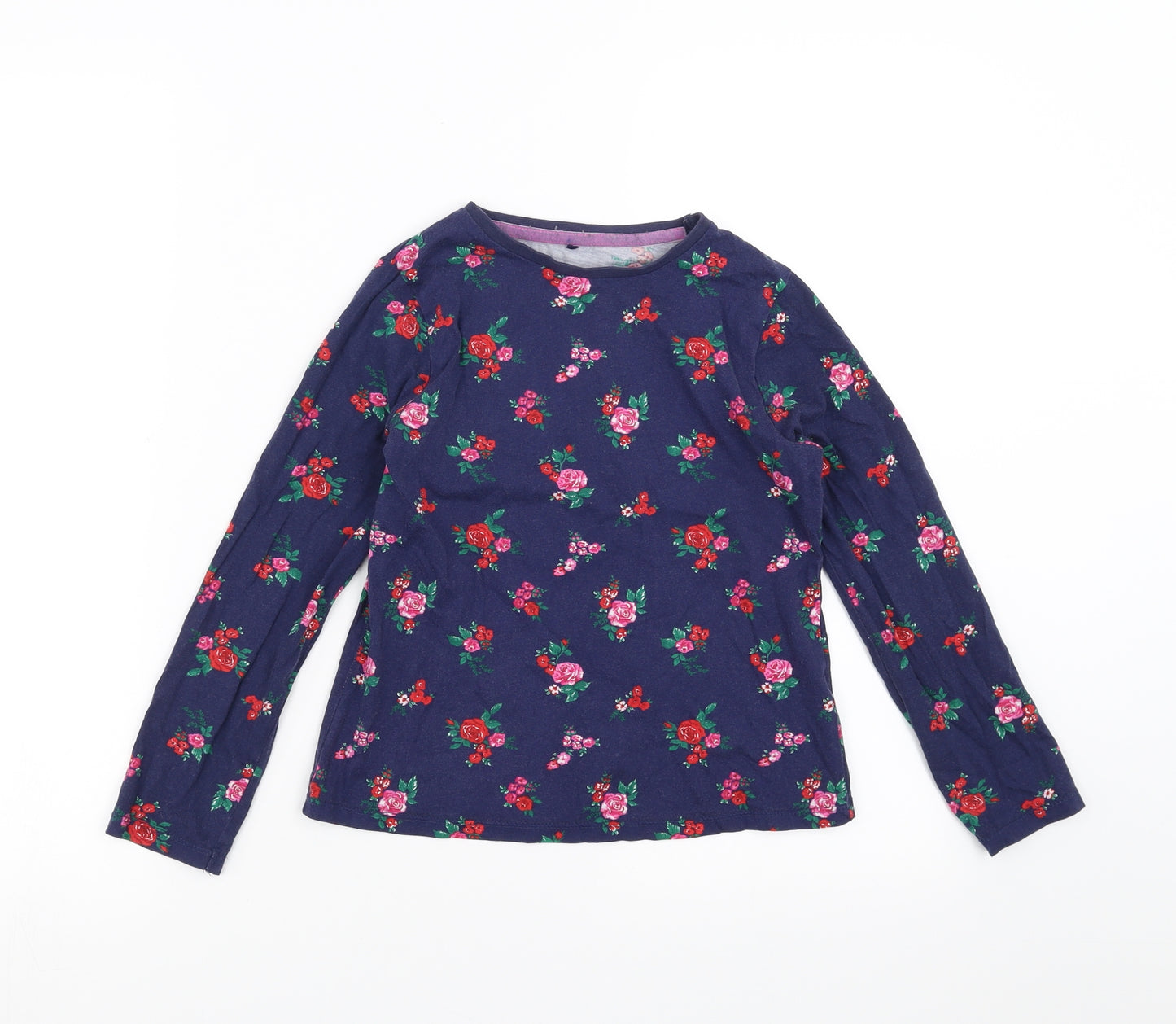 George Girls Blue Floral  Basic T-Shirt Size 8-9 Years