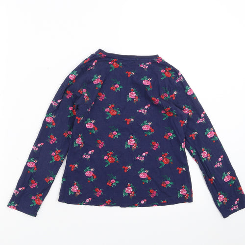 George Girls Blue Floral  Basic T-Shirt Size 8-9 Years