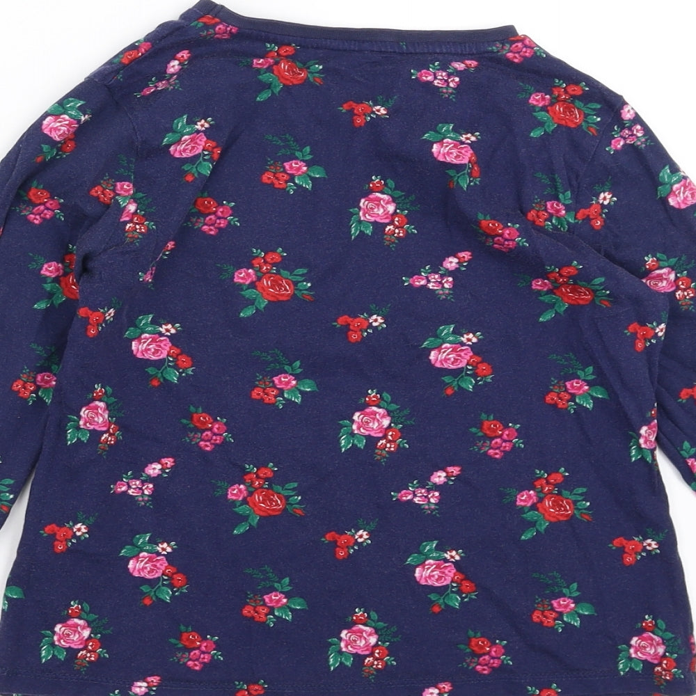 George Girls Blue Floral  Basic T-Shirt Size 8-9 Years