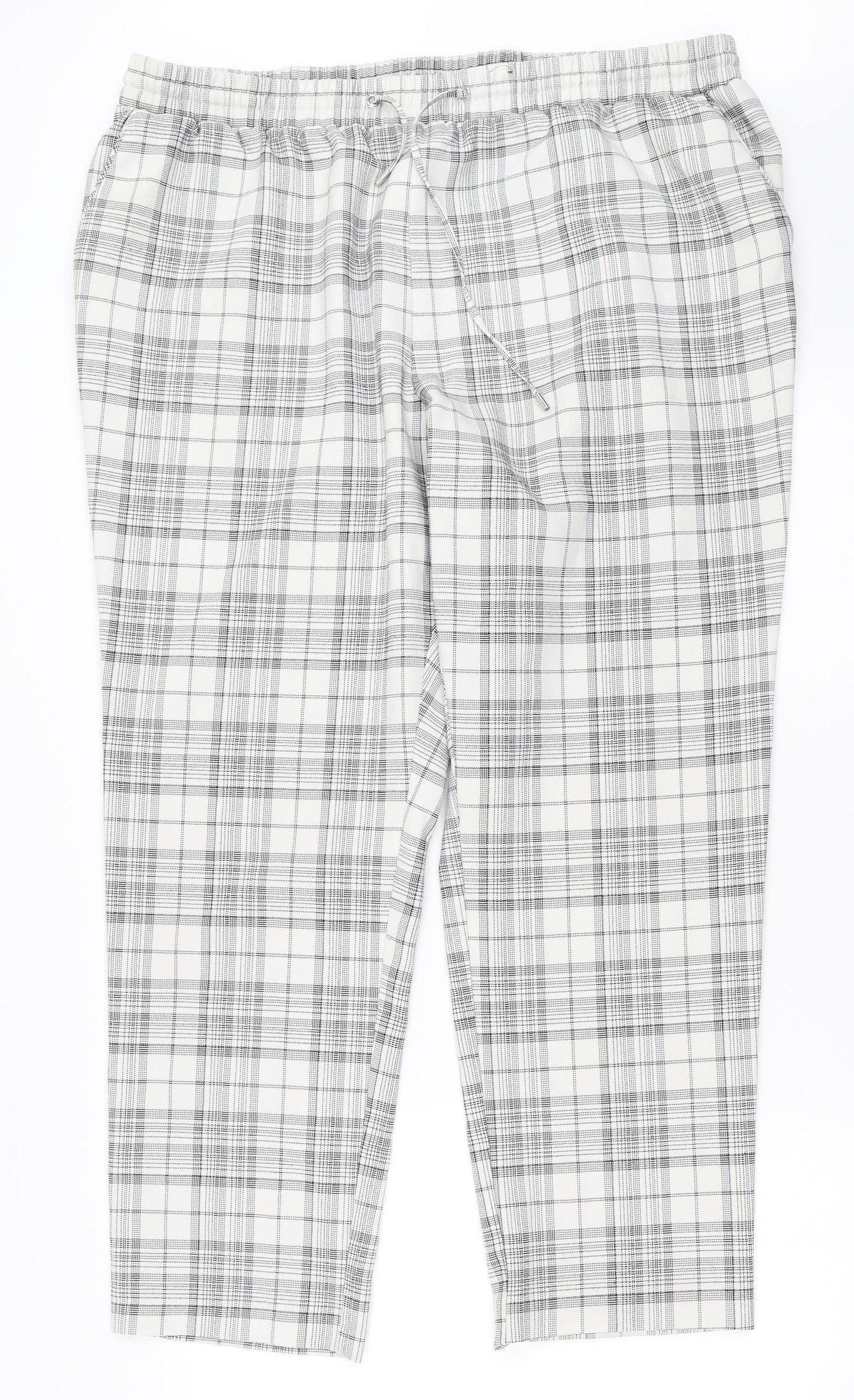 Primark Womens White Check  Trousers  Size 20 L28 in