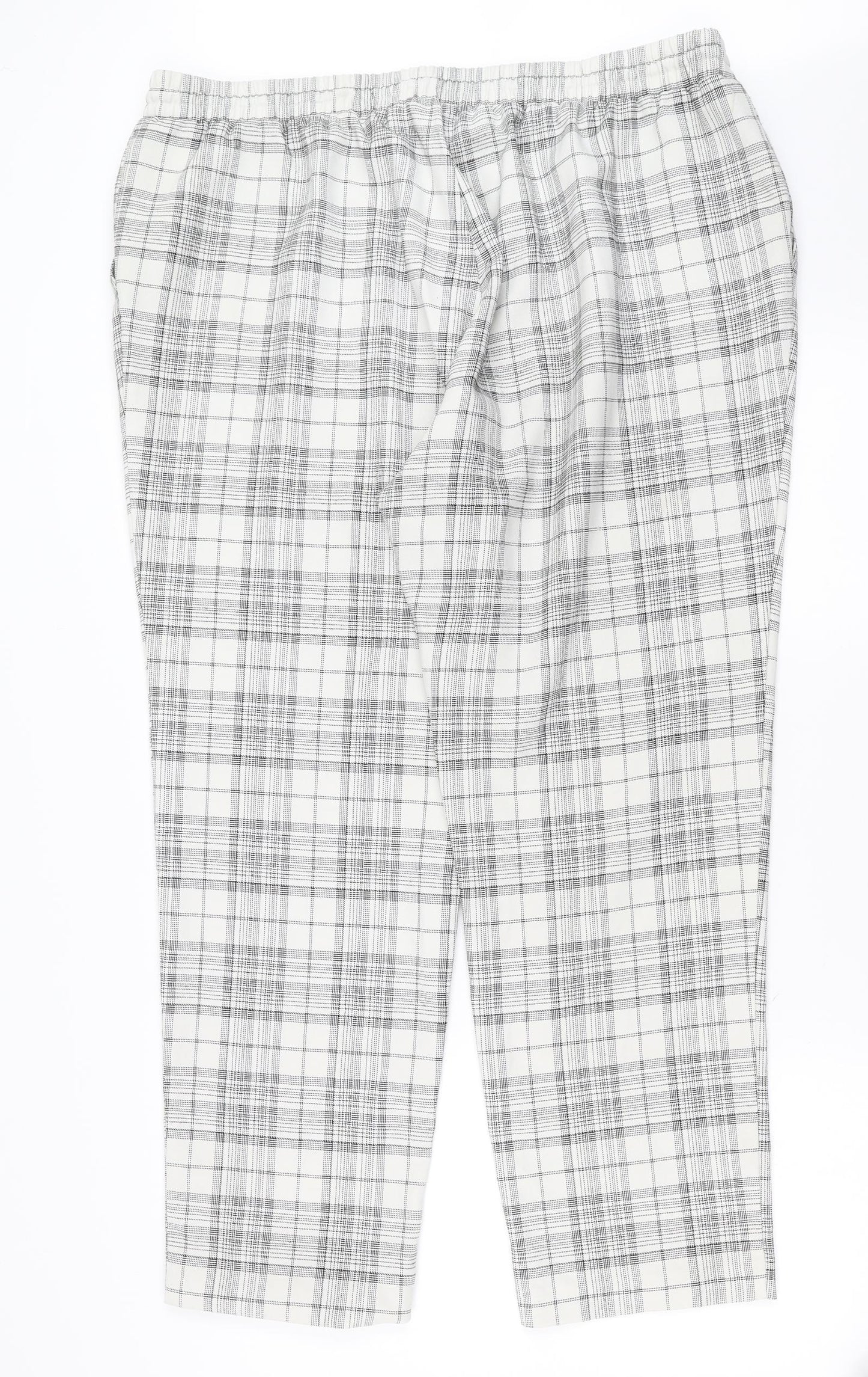 Primark Womens White Check  Trousers  Size 20 L28 in