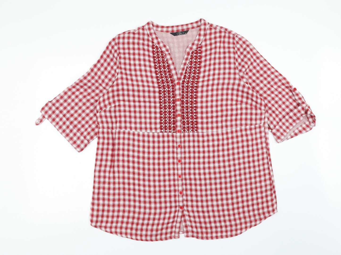 BM Womens Red Check  Basic Blouse Size 20