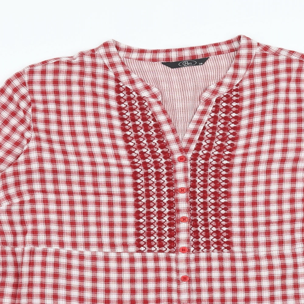 BM Womens Red Check  Basic Blouse Size 20