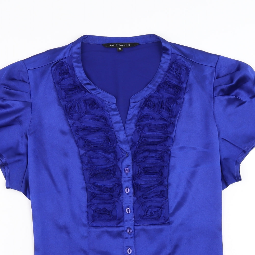 David Emanuel Womens Blue   Basic Blouse Size 22