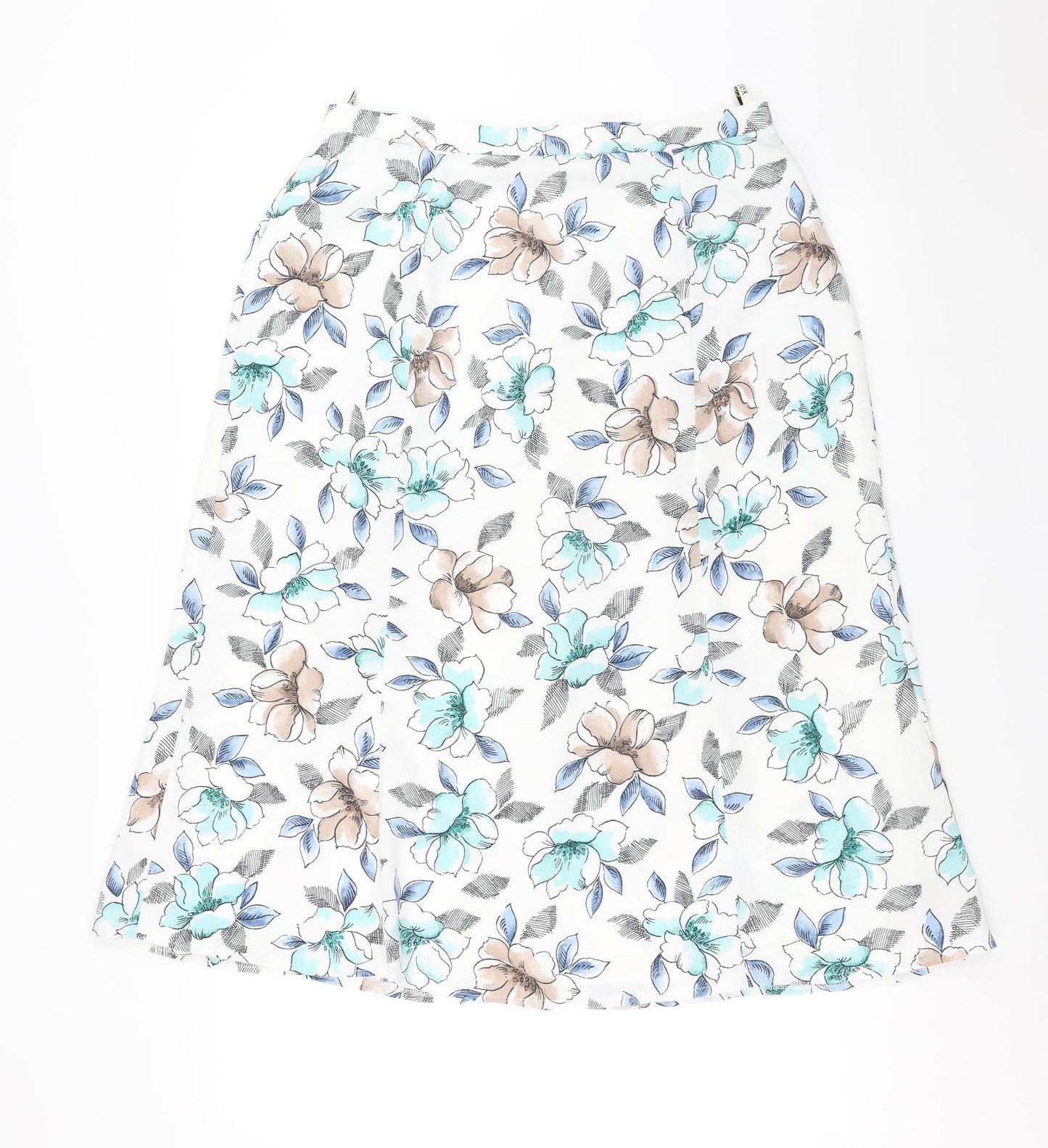Eastex Womens White Floral  A-Line Skirt Size 14