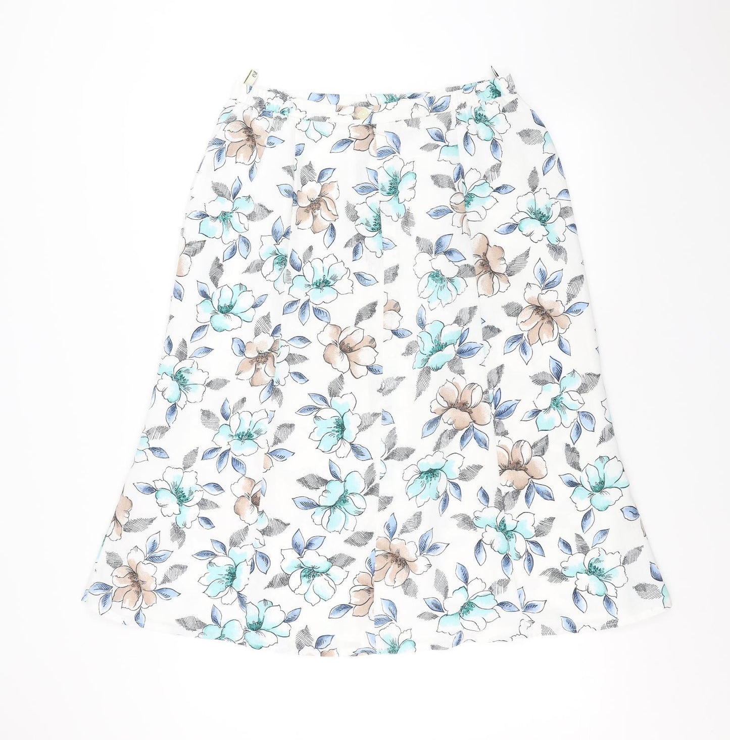 Eastex Womens White Floral  A-Line Skirt Size 14