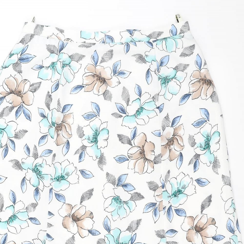 Eastex Womens White Floral  A-Line Skirt Size 14