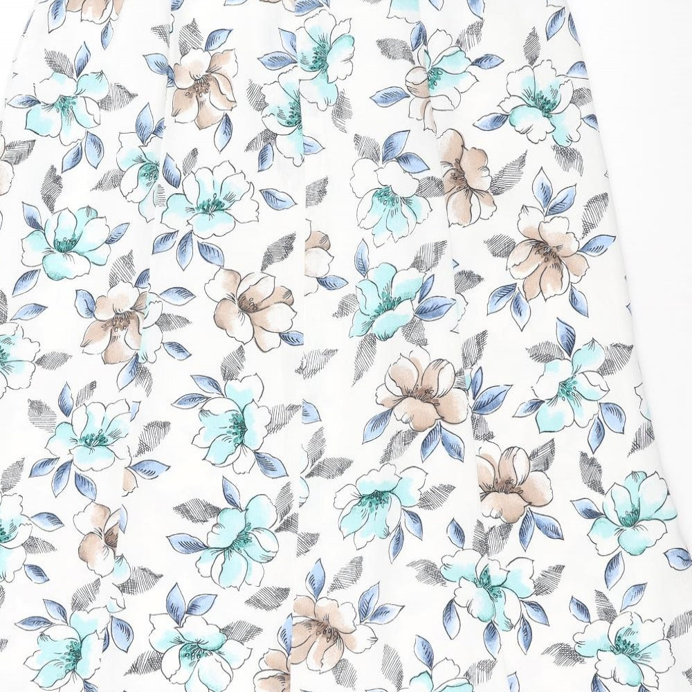 Eastex Womens White Floral  A-Line Skirt Size 14