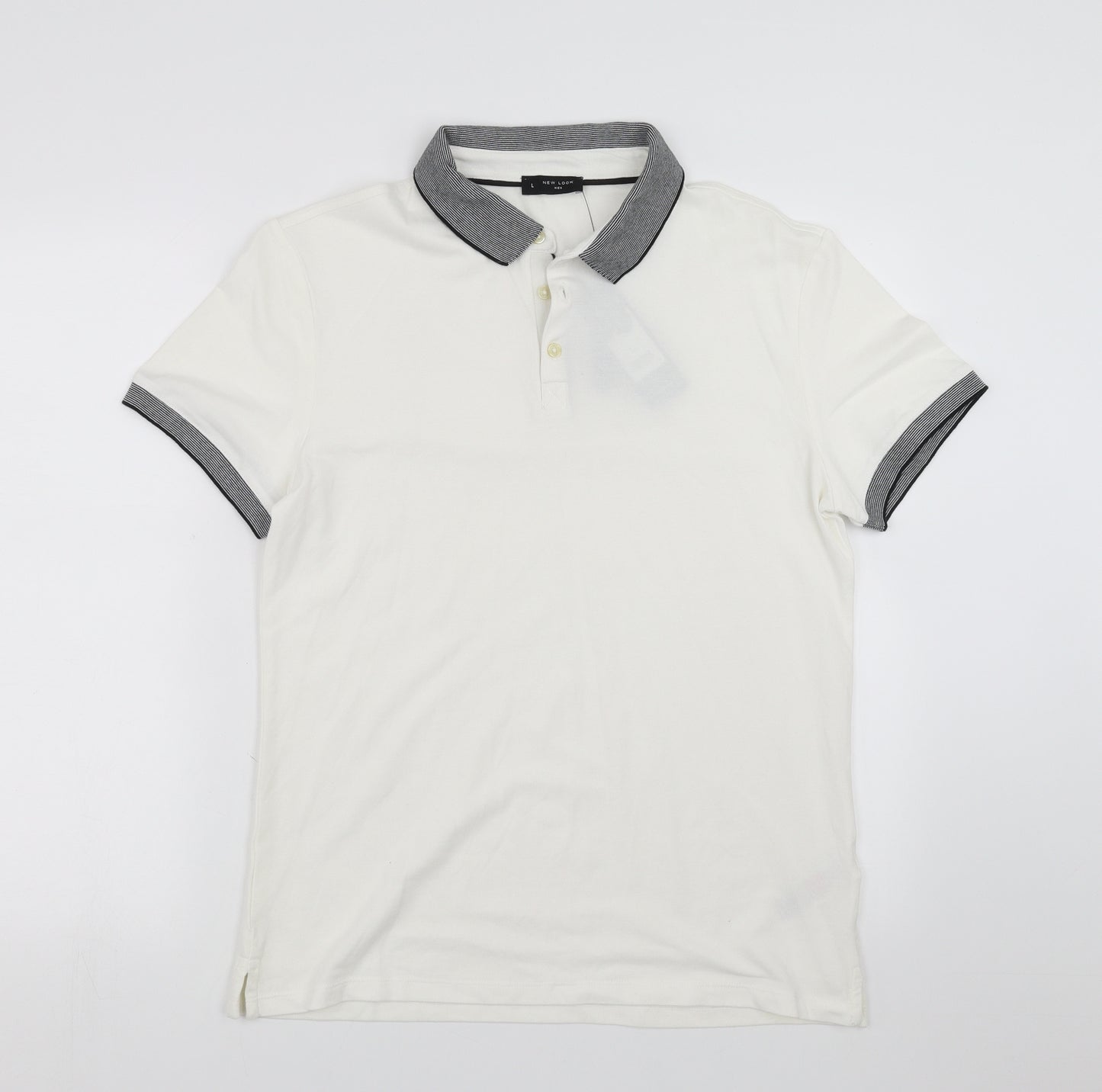 New Look Men Mens White    Polo Size L