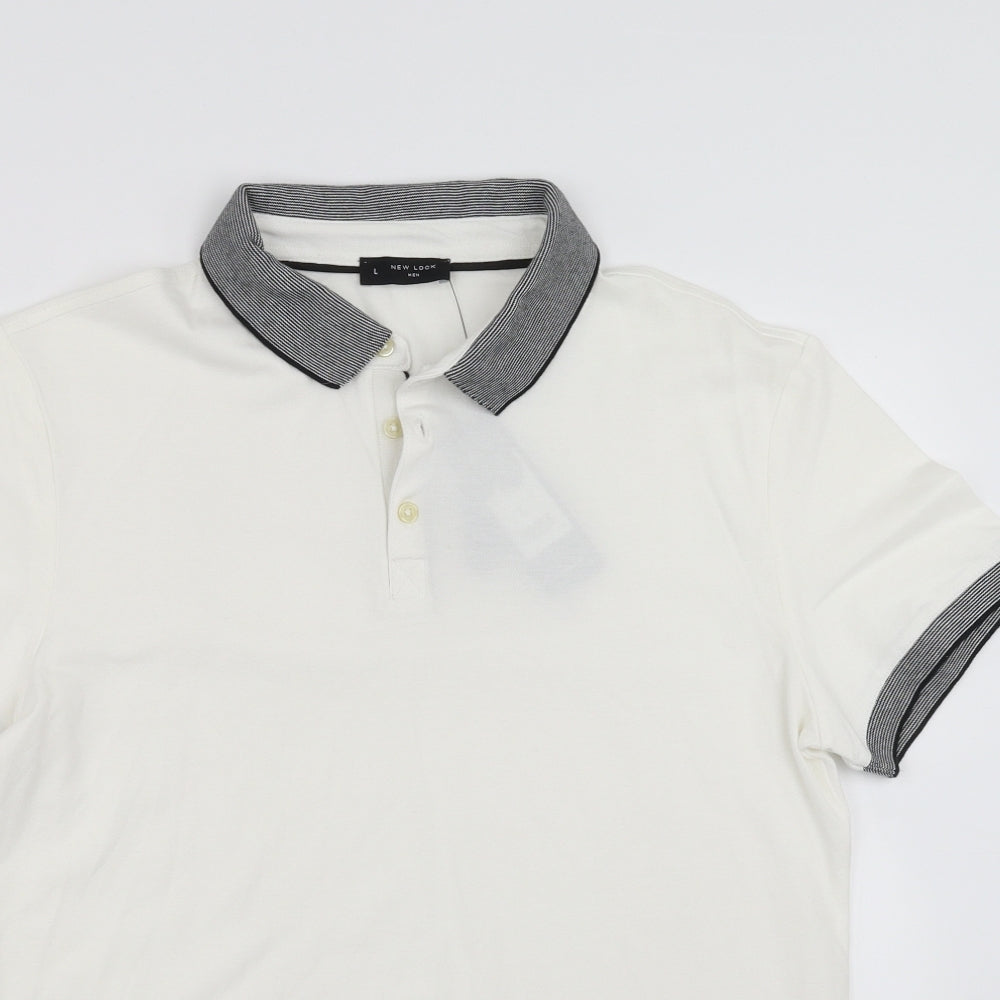 New Look Men Mens White    Polo Size L