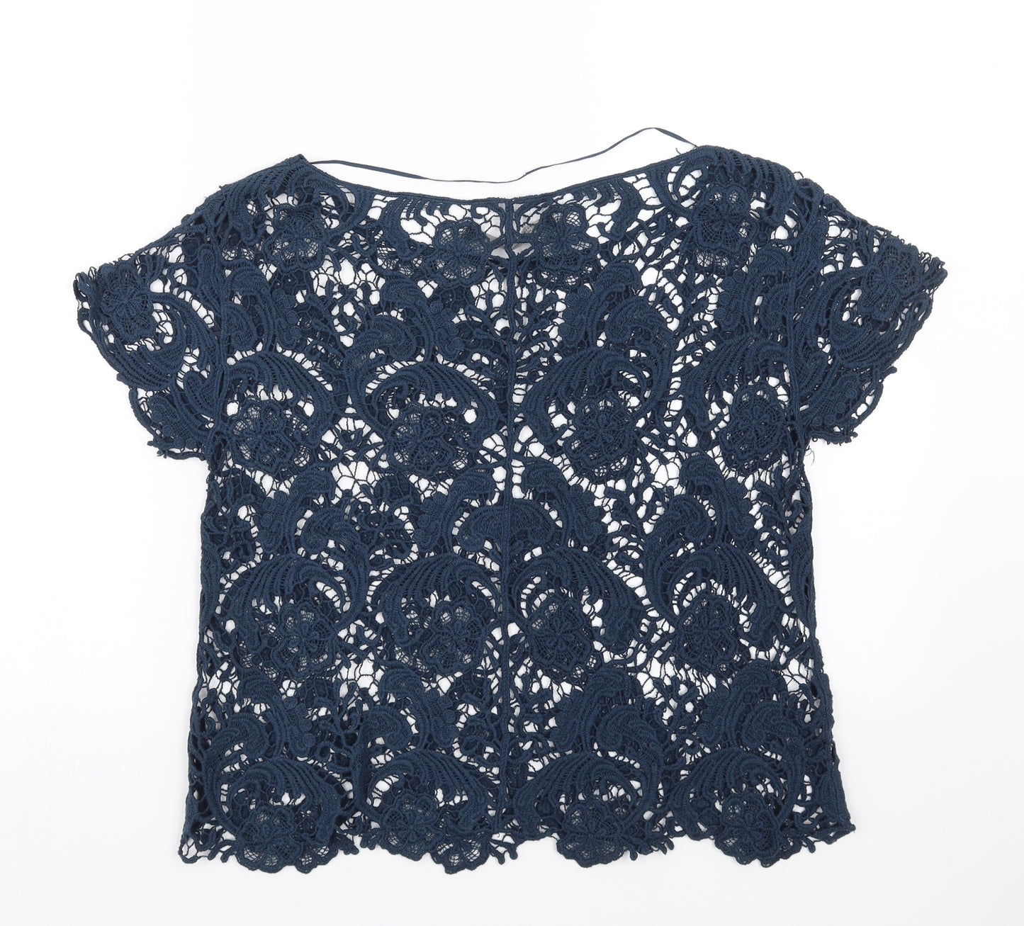 Zara Womens Blue Floral  Basic Blouse Size S  - lace