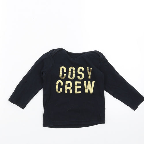 George Baby Black   Basic T-Shirt Size 12-18 Months  - cosy crew