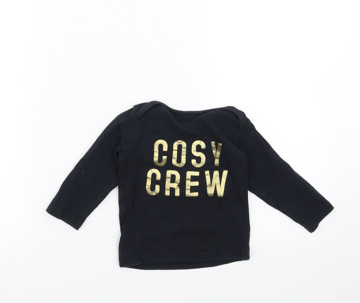 George Baby Black   Basic T-Shirt Size 12-18 Months  - cosy crew