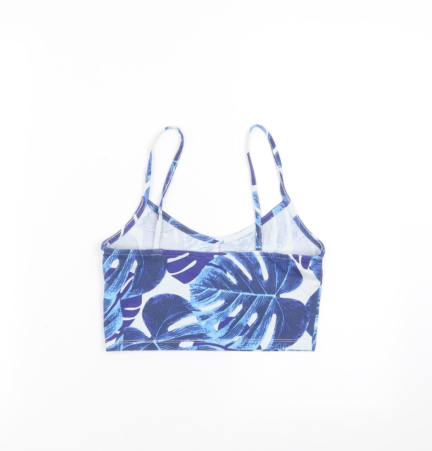Topshop Womens Blue Floral  Camisole Blouse Size 8  - leaf pattern, cropped