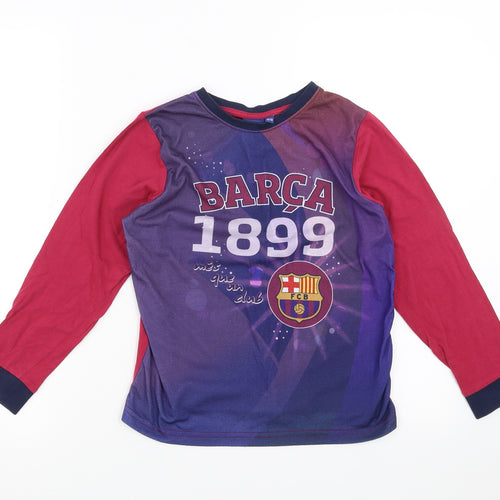 Preworn Boys Purple Solid   Pyjama Top Size 9-10 Years  - FC Barcelona