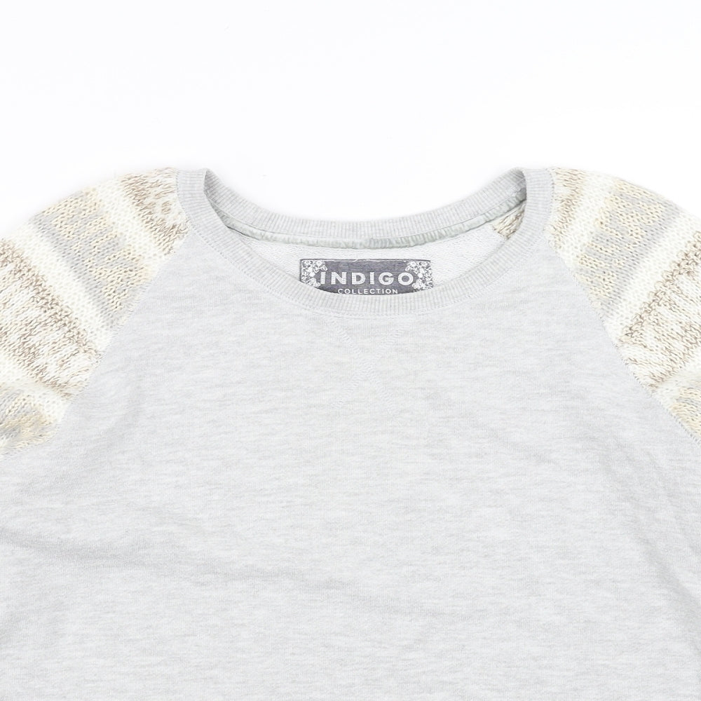 Marks and Spencer Womens Grey   Pullover Sweatshirt Size 12  - knitted sleeves