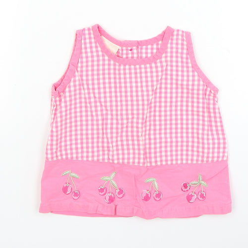 Morris Mouse Baby Pink Check  A-Line  Size 6-9 Months  - cherry