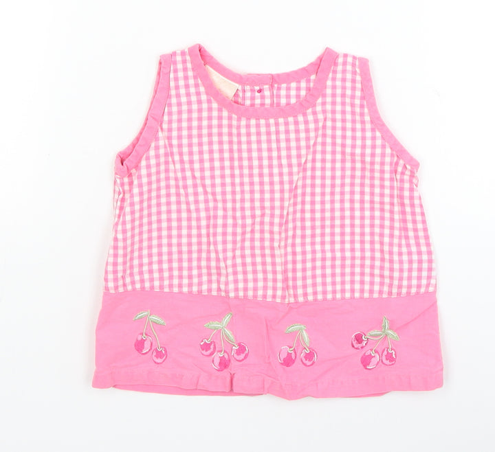 Morris Mouse Baby Pink Check  A-Line  Size 6-9 Months  - cherry