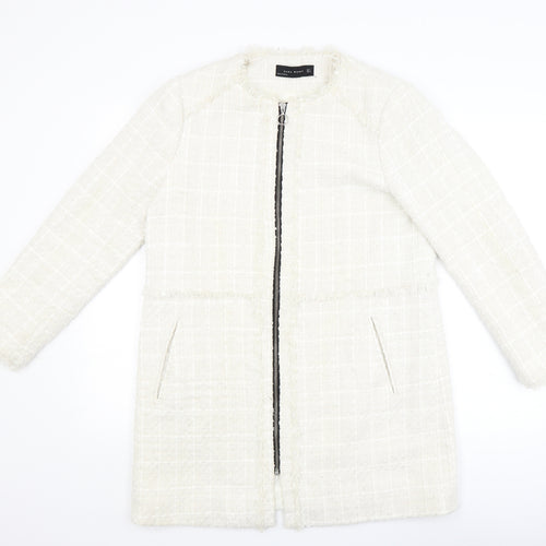 Zara Womens White   Overcoat Coat Size 14