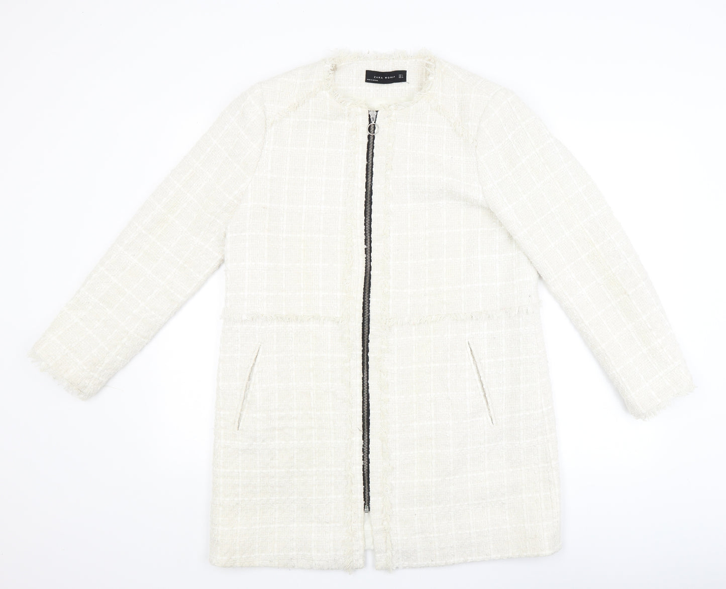 Zara Womens White   Overcoat Coat Size 14