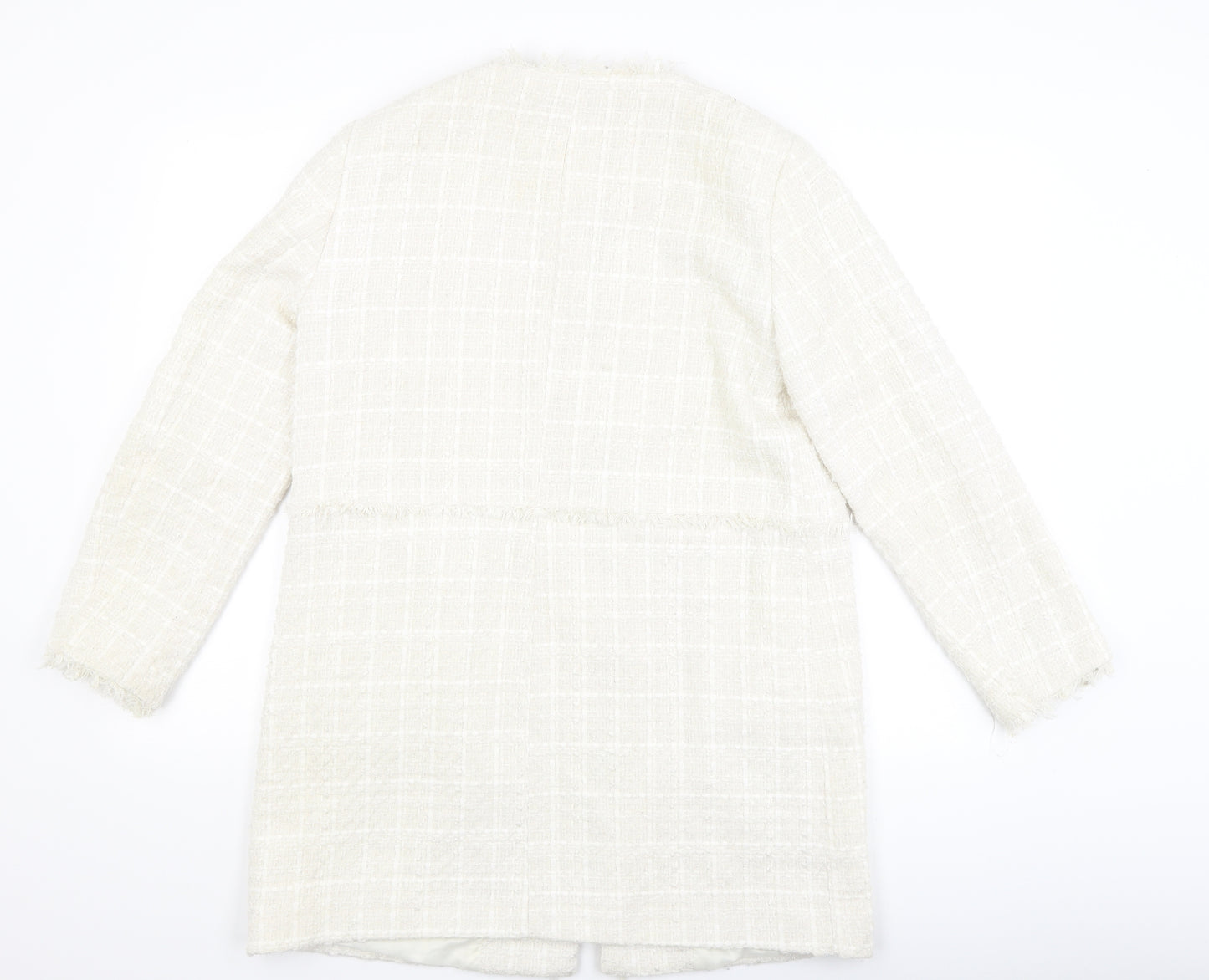 Zara Womens White   Overcoat Coat Size 14