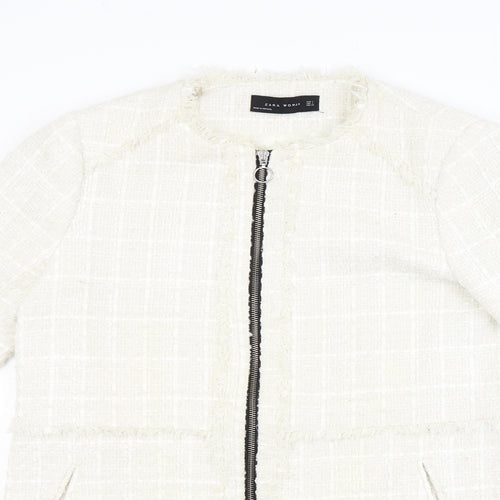 Zara Womens White   Overcoat Coat Size 14