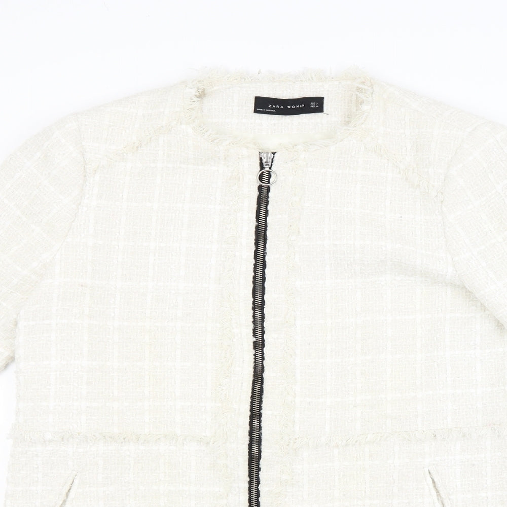 Zara Womens White   Overcoat Coat Size 14