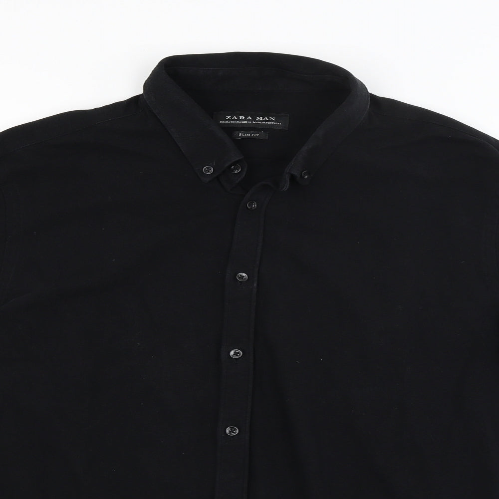 Zara Mens Black    Polo Size L