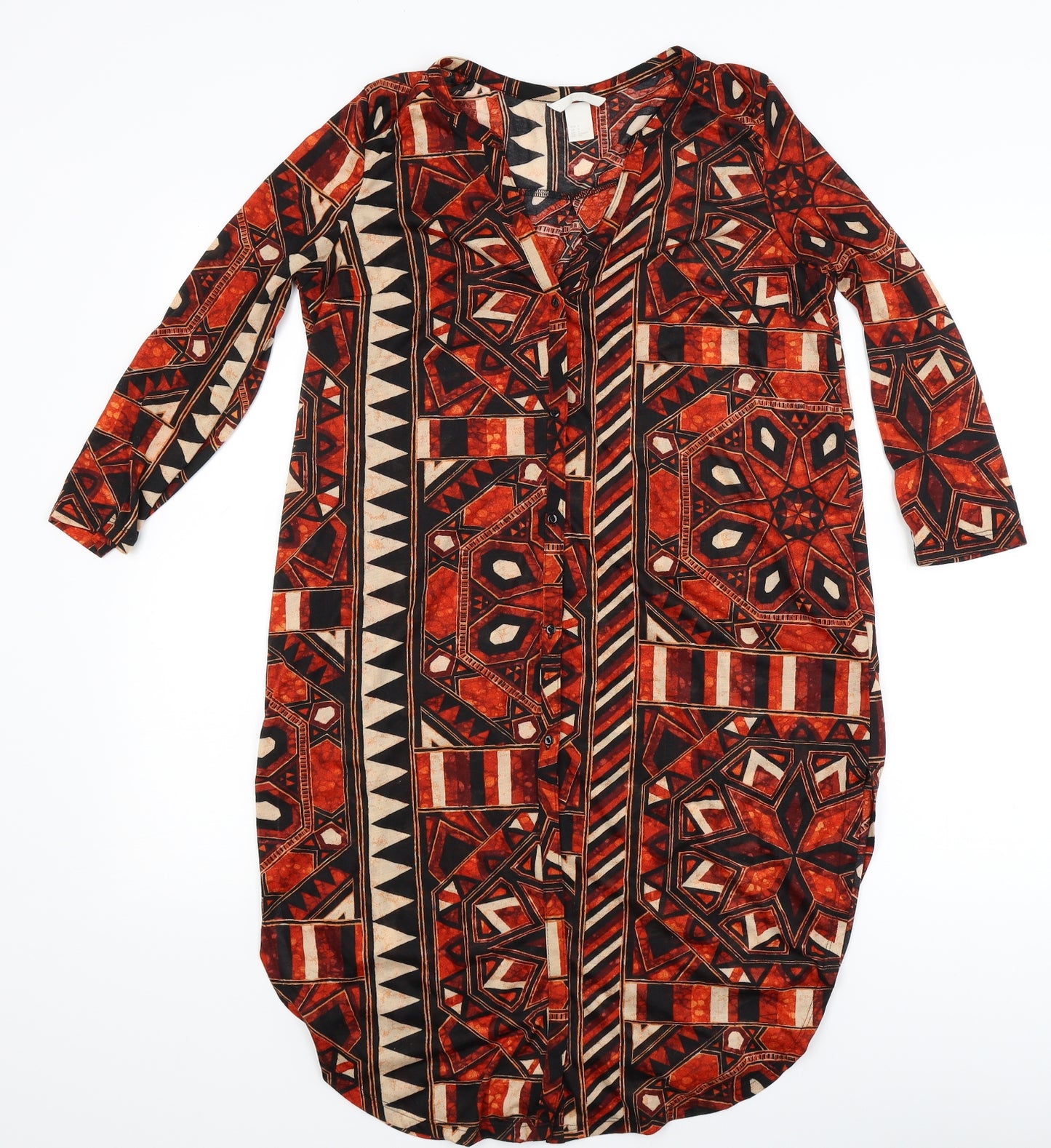 H&M Womens Red Geometric  T-Shirt Dress  Size 8