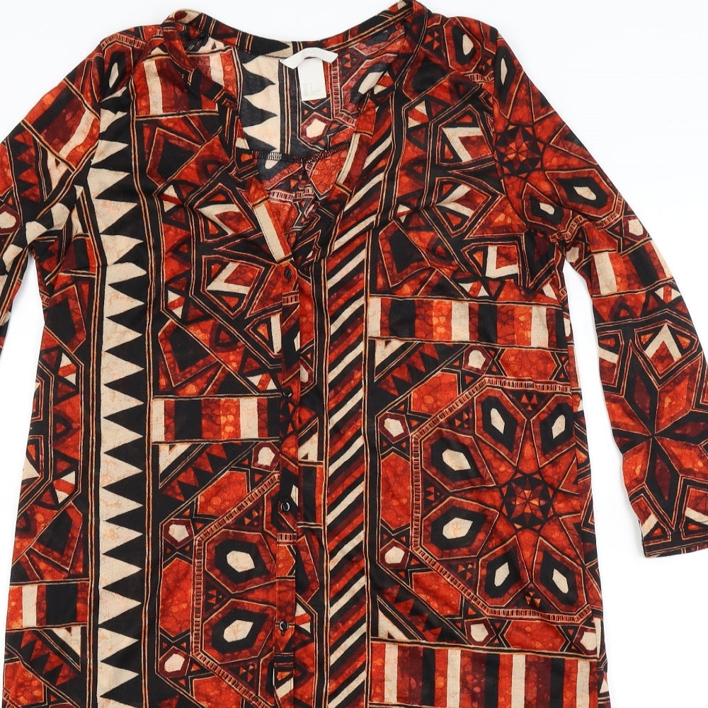 H&M Womens Red Geometric  T-Shirt Dress  Size 8