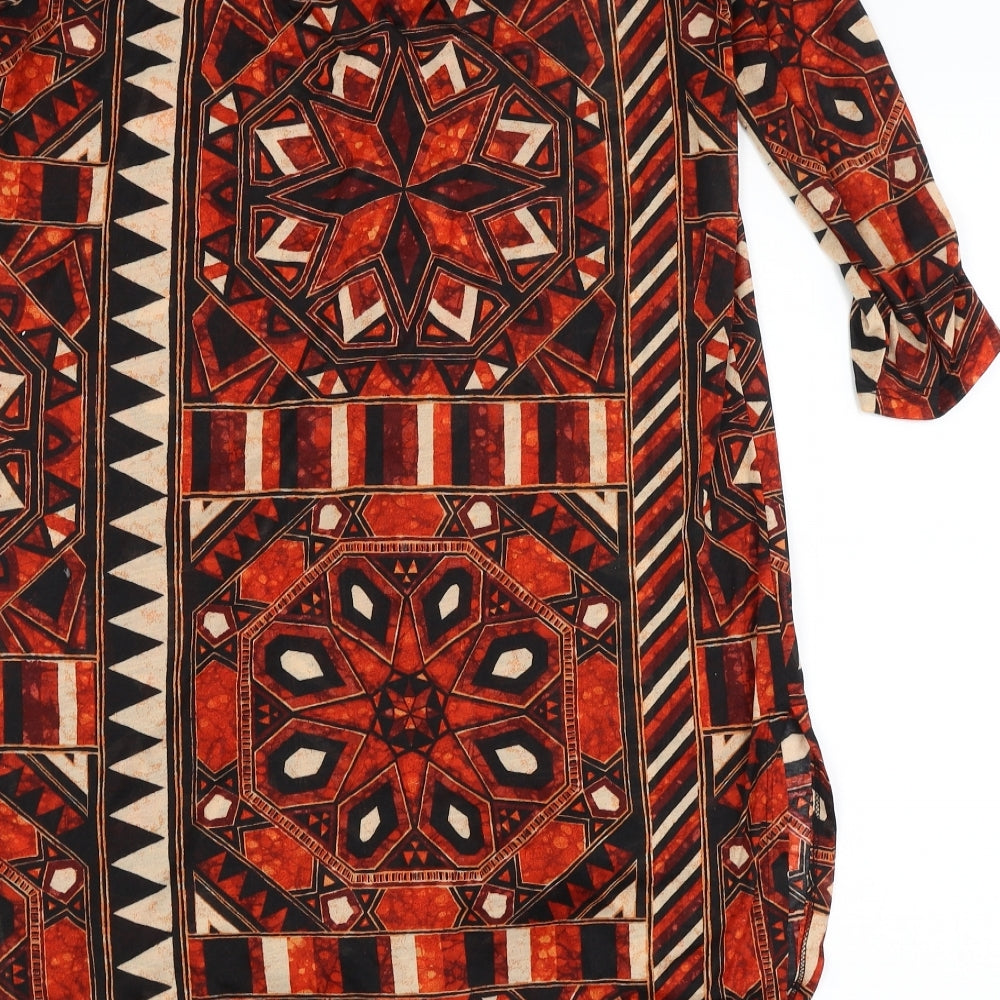 H&M Womens Red Geometric  T-Shirt Dress  Size 8