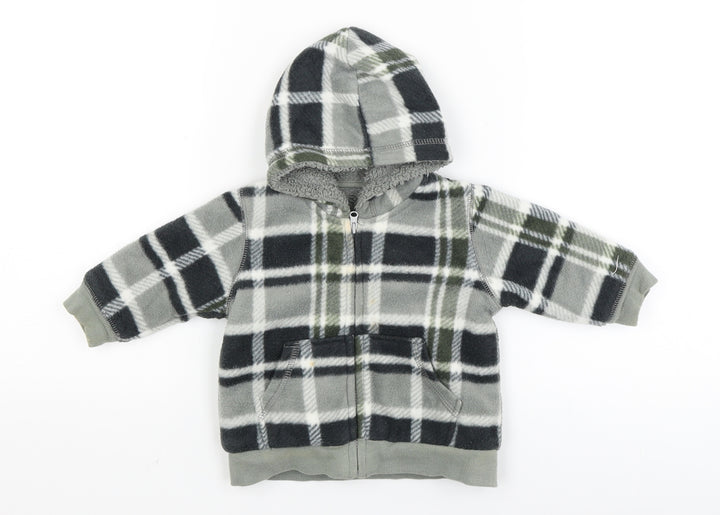 George Baby Green Check Full Zip Jumper Size 3-6 Months