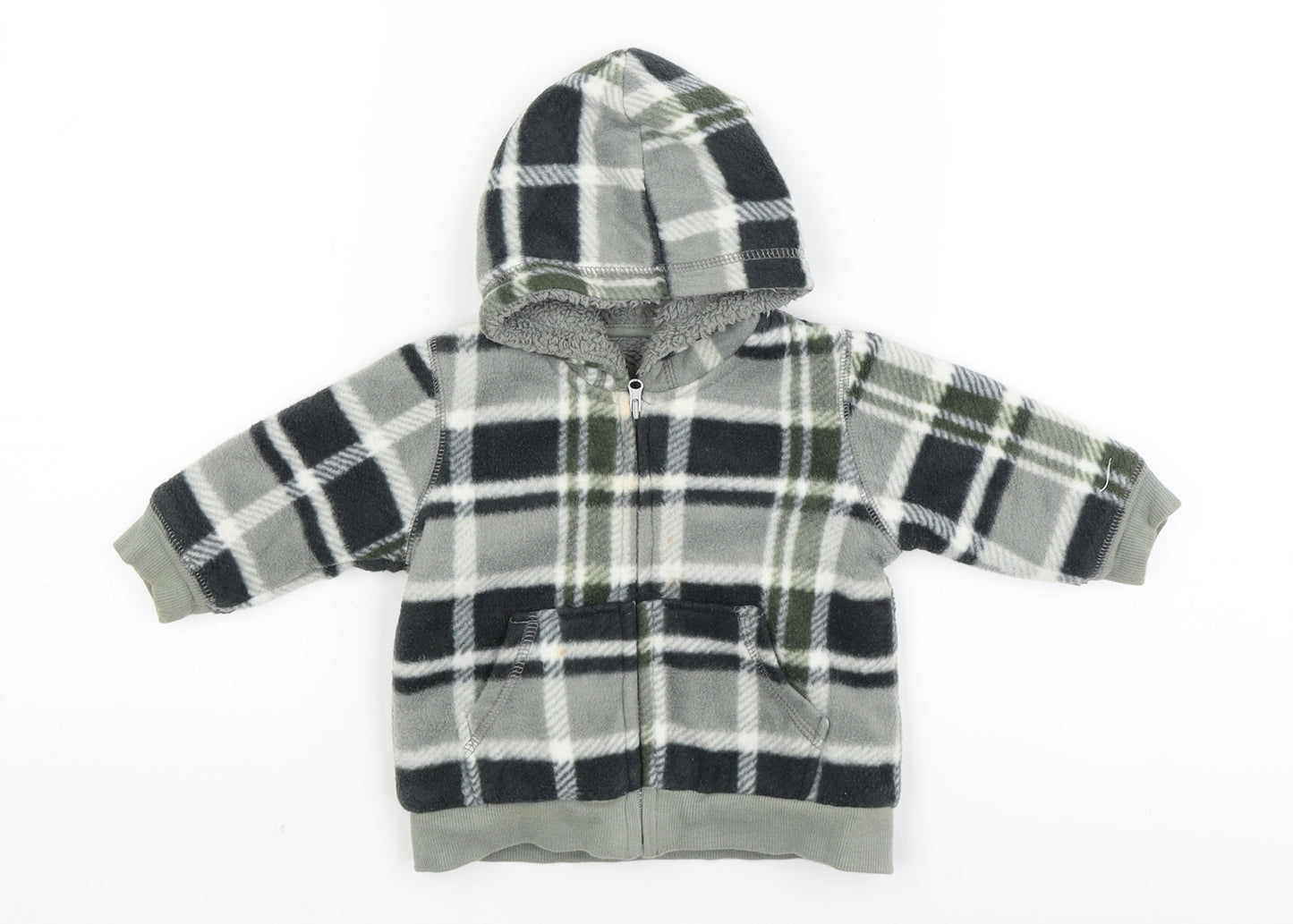 George Baby Green Check  Full Zip Jumper Size 3-6 Months