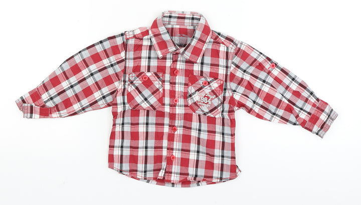 Early Days Baby Red Plaid Basic Button-Up Size 9-12 Months - early days 1984