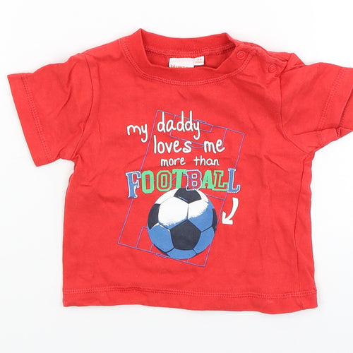 Blue Zoo Baby Red   Basic T-Shirt Size 3-6 Months  - my daddy loves me more than football