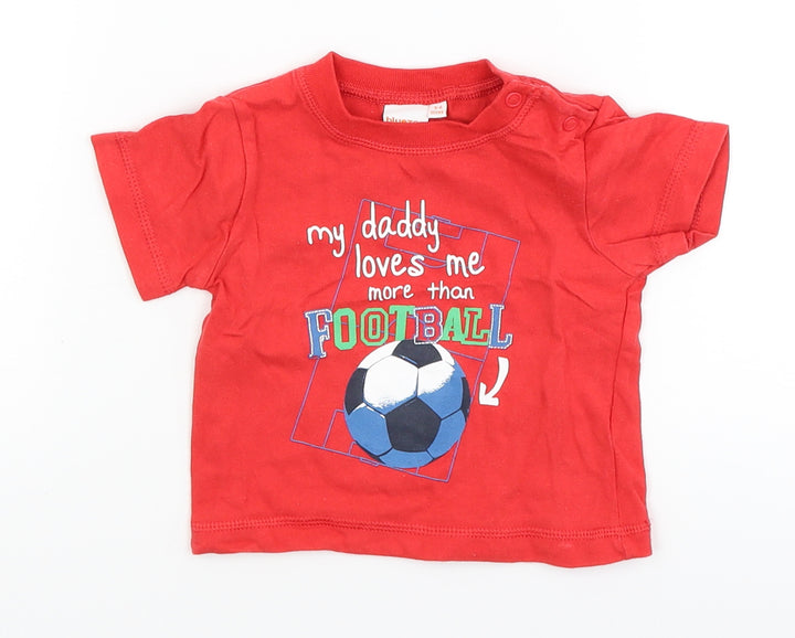 Blue Zoo Baby Red Basic T-Shirt Size 3-6 Months - my daddy loves me more than football