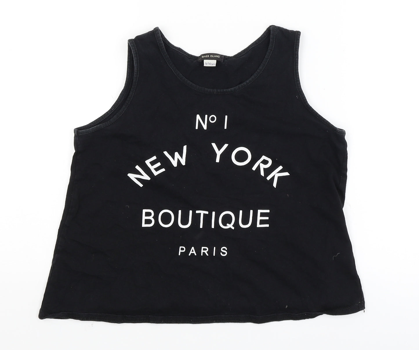 River Island Girls Black   Cropped T-Shirt Size 9-10 Years  - NEW YORK BOUTIQUE