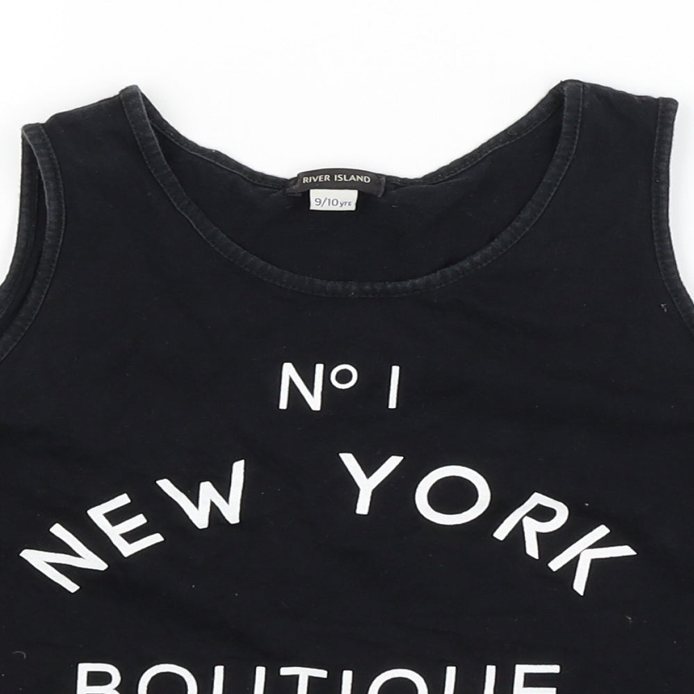 River Island Girls Black   Cropped T-Shirt Size 9-10 Years  - NEW YORK BOUTIQUE