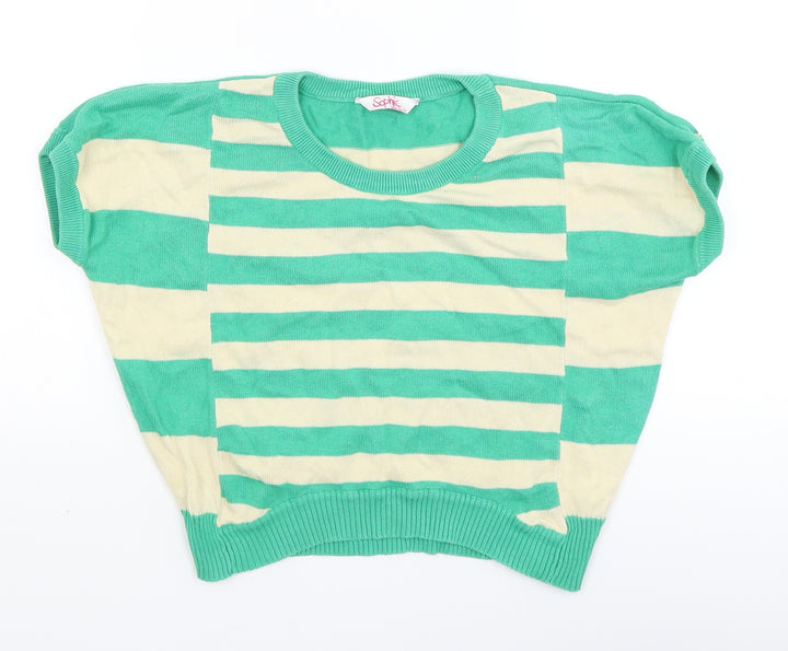 Sophie Girls Green Striped  Cardigan Jumper Size 10-11 Years