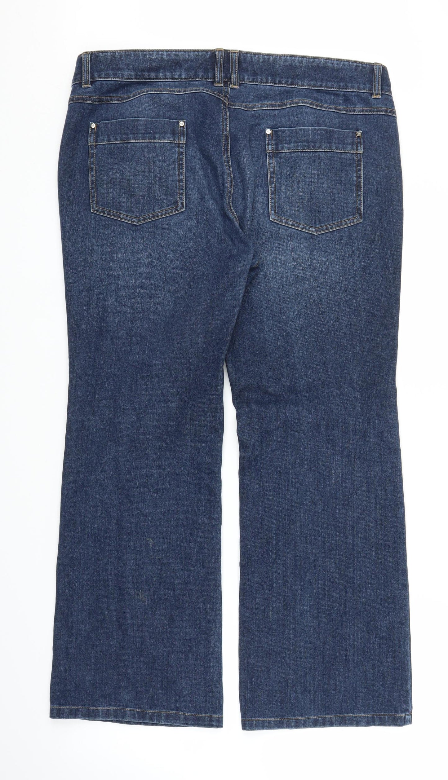 M&S Womens Blue  Denim Bootcut Jeans Size 18 L27 in