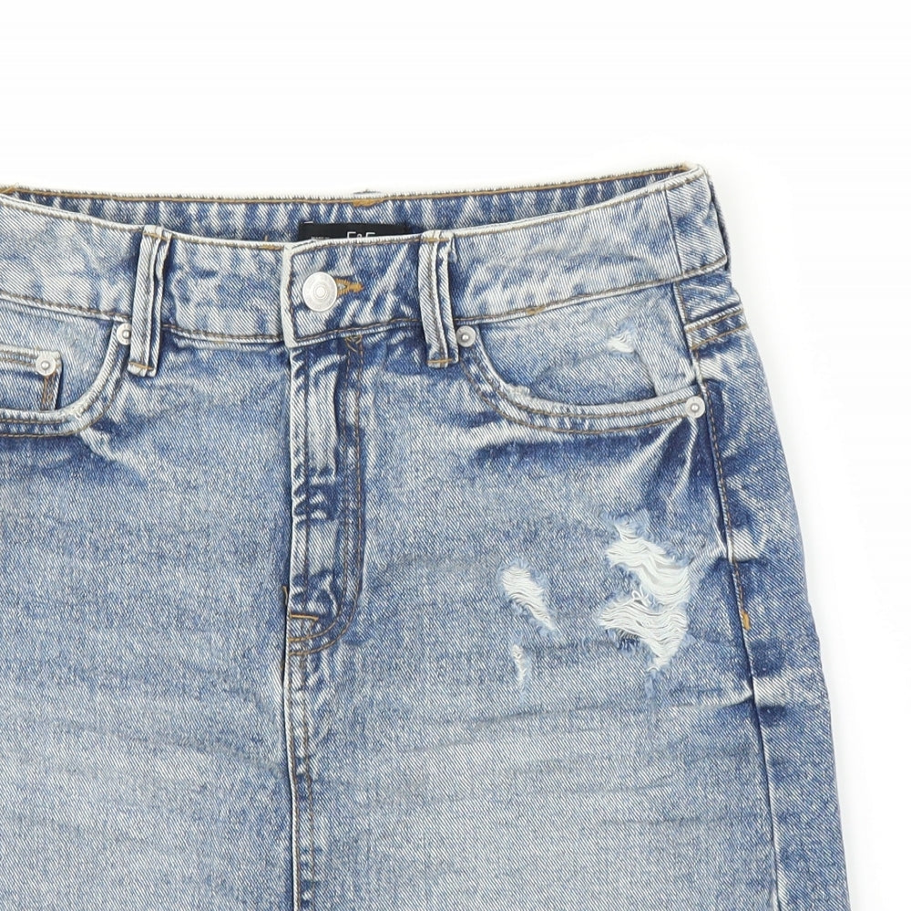 F&F Womens Blue  Denim A-Line Skirt Size 6
