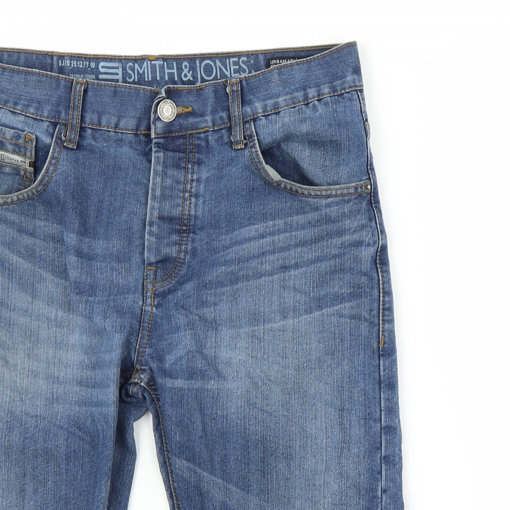 Urban Apparel Mens Blue  Denim Bermuda Shorts Size 32 in