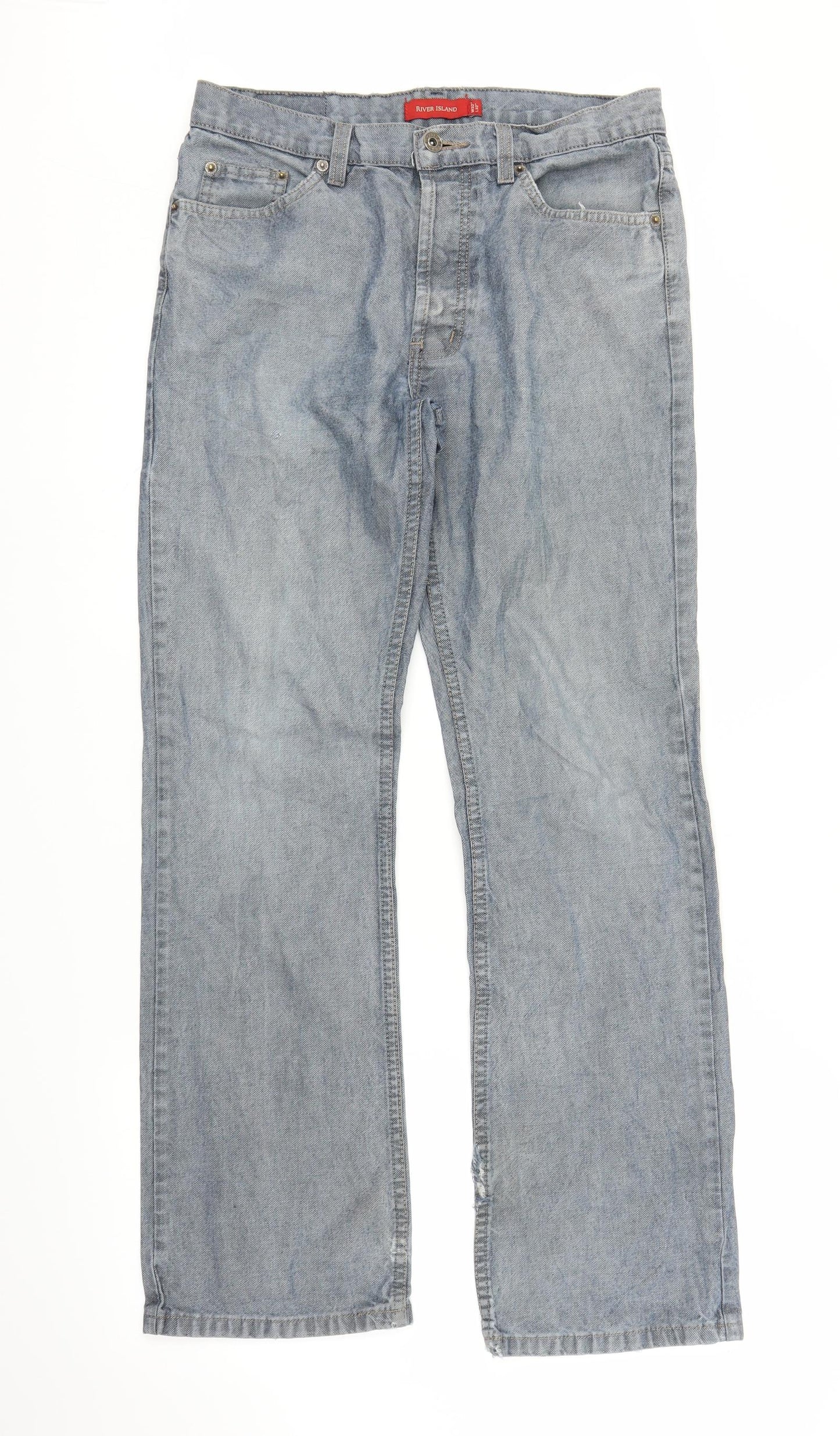 River Island Mens Grey  Denim Bootcut Jeans Size 32 in L32 in